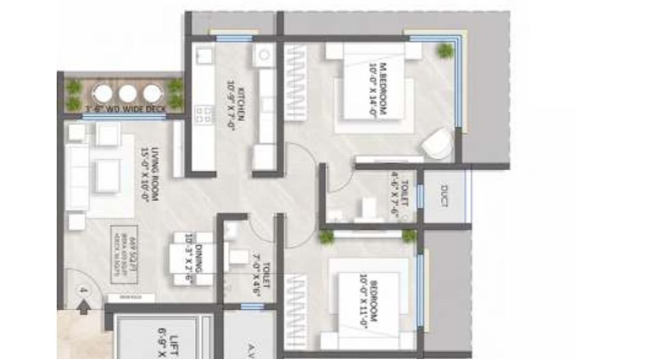 Jpv-Pratap-cress-Floor-Plan-2BHK -669 Sqft